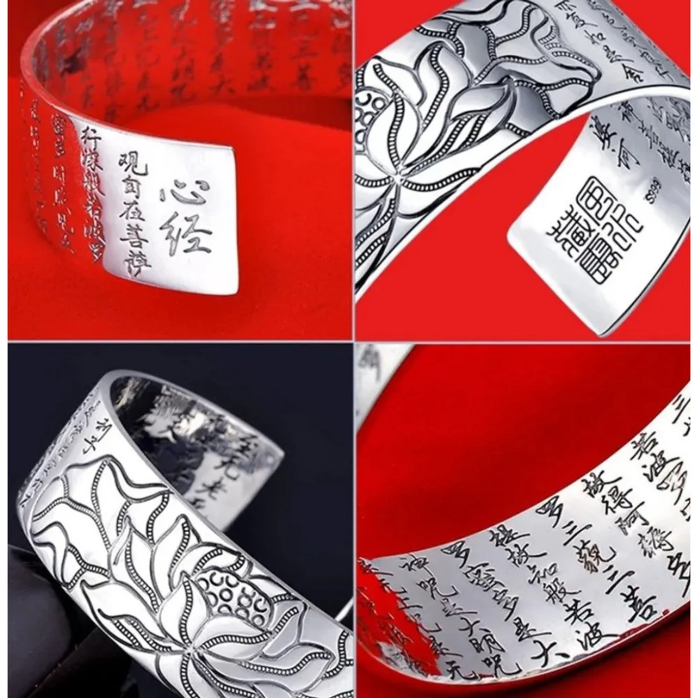 Large Lotus Flower Cuff Bracelet | 999‎ Pure Silver